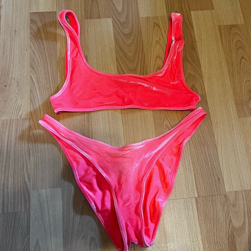 Triangl Pink Velvet Bikini Set